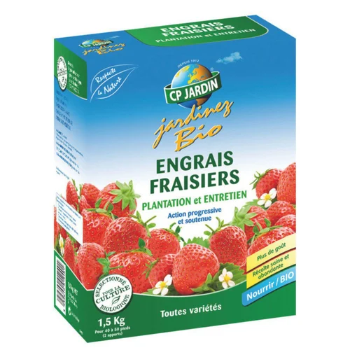 Un atout pour vos extérieurs：Engrais fraisiers, plantation et entretien CP Jardin jardinez bio - 1,5 kg
