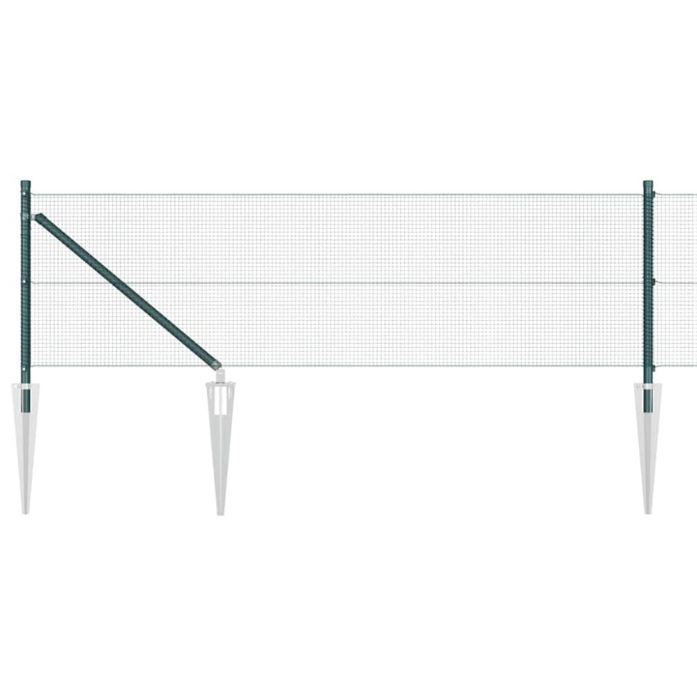 vidaXL Clôture en fil soudé avec pointes 10 x 0,8 m Vert Maille