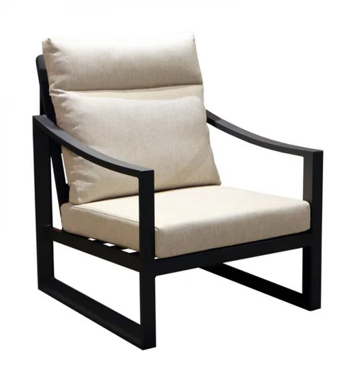 Une sélection pour l’extérieur：Fauteuil bas Prado en aluminium couleur graphite - PROLOISIRS