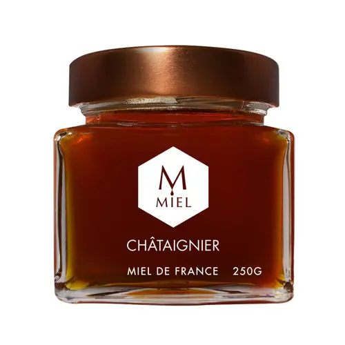 Essentiel maison:Miel de châtaignier dans un pot en verre Hexagone - 250 g