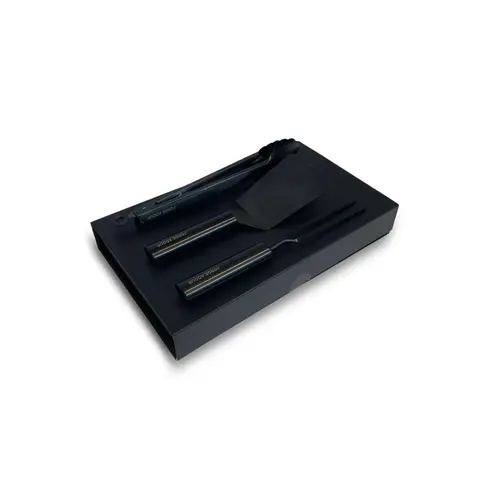 Espace vert confort：Kit de 3 ustensiles pour plancha coloris noir en titane Forge Adour - 38,5 x 23 cm
