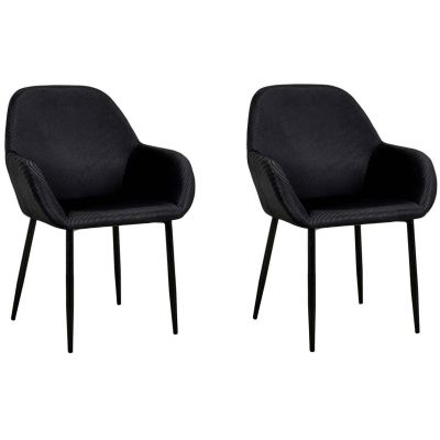 Fauteuil en velours cotelé Giulia (Lot de 2) (Noir)