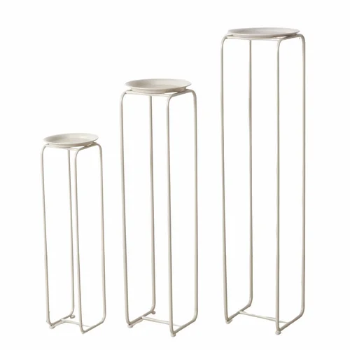Pour l’univers du jardin：Sellette rotative en fer beige Hanka L - Ø 28 x H 116 cm