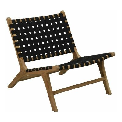 Fauteuil design en teck et nylon tressé (Noir)