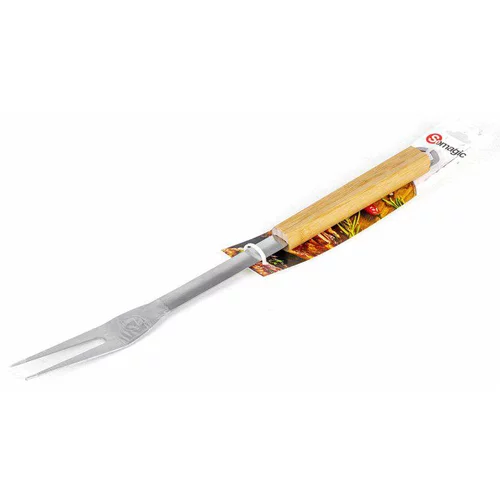 Bien au jardin：Fourchette pour barbecue en inox et manche bambou - 44 cm