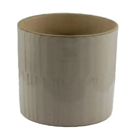 Confort au jardin：Cache-pot coloris beige en céramique - Ø 23,5 x 19,8 cm