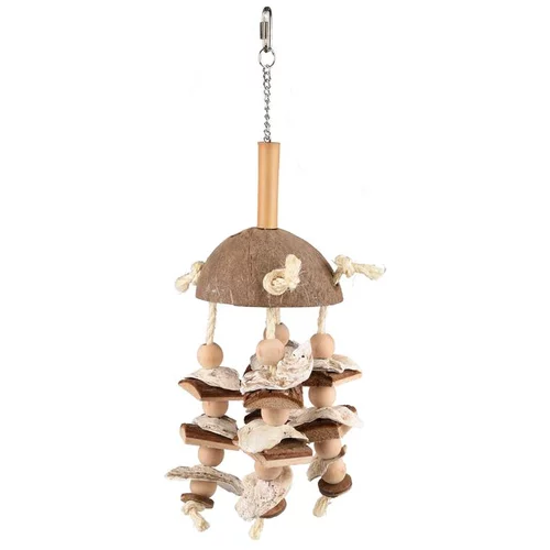Bien pensé extérieur：Jouet pour perroquet coloris beige en coco Flamingo Jo Sully Corde et Luffa – 47 cm