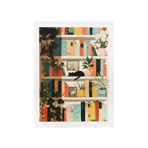Jardin confort plus：Affiche chat dans bibliothèque - 30 x 40 cm