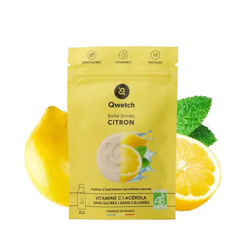Pour profiter du jardin：Boisson bio au citron avec vitamine C Qwetch Solid drinks - 12 pastilles