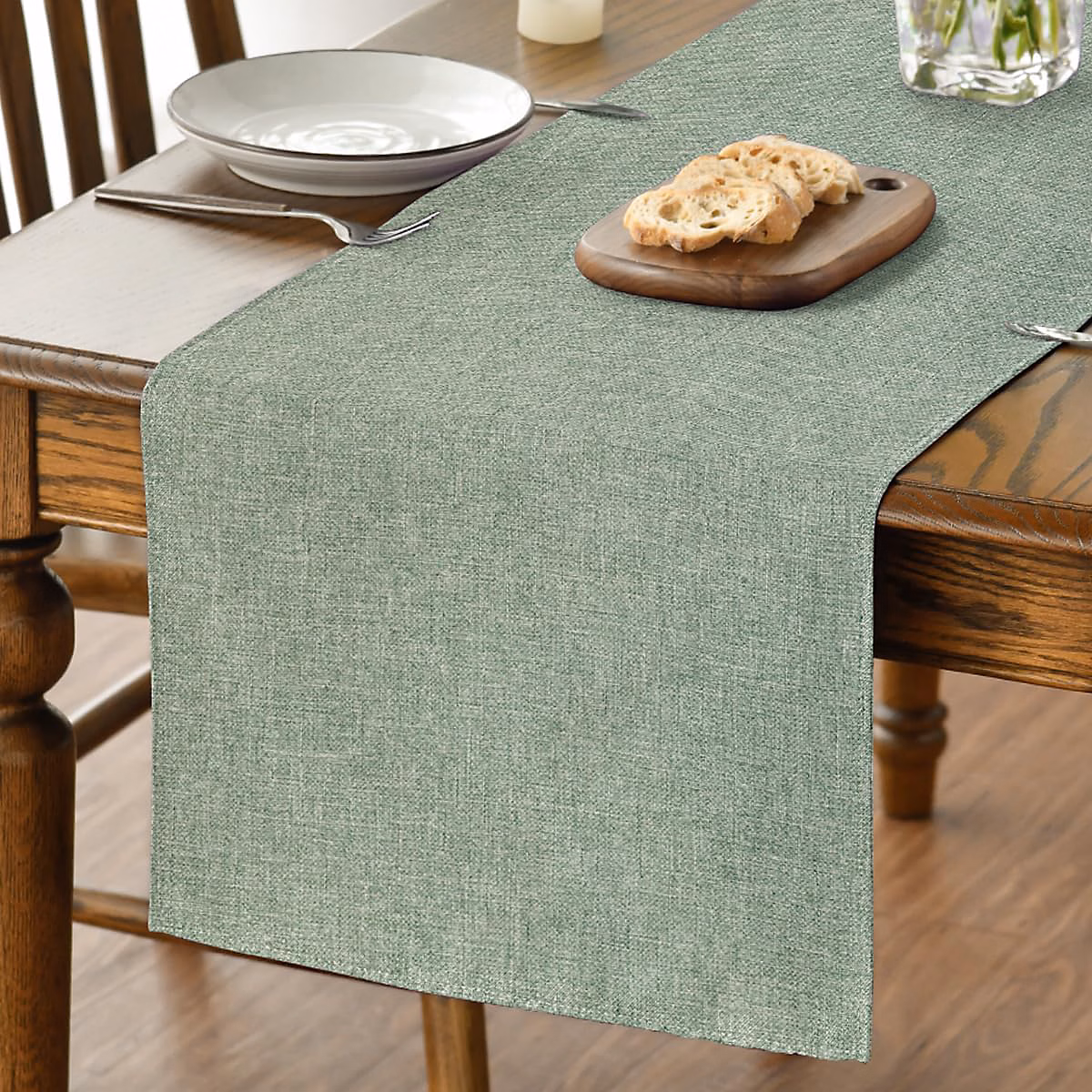 Chemin de Table Polyester Vert Sauge 40 × 100 cm
