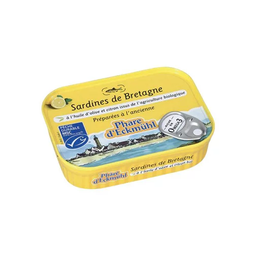 Jardin idée:Sardines eckmuhl à l’huile d’olive et citron bio en boite de 135 g