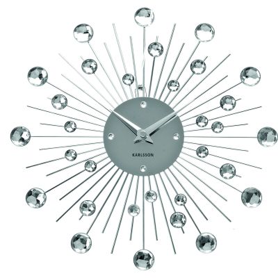Horloge ronde en métal Sunburst 30 cm (Chrome)
