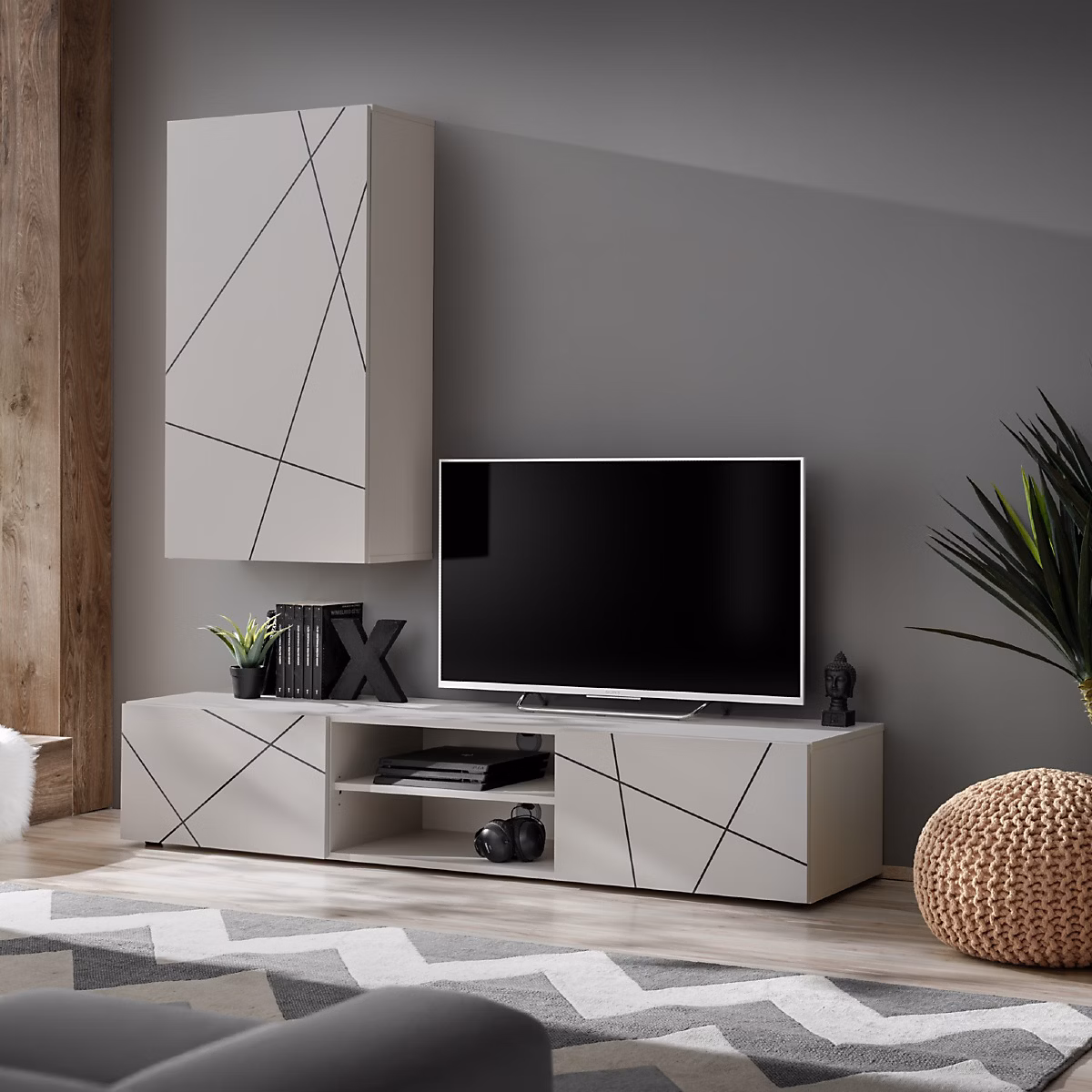 Ensemble TV mural moderne avec colonne murale EOS – Réf. MFLZUKIDM7302934998