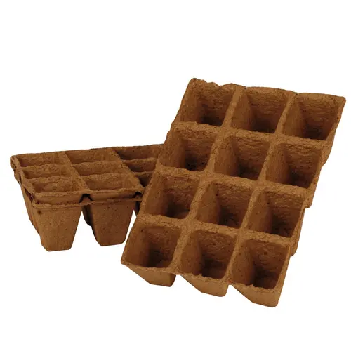 Esprit végétal：Ensemble de 36 godets en plaque biodégradables Jany - 4 x 5 cm