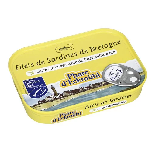 Jardin actuel：Filets de sardines sauce citronnée bio.100 g PHARE D'ECKMÜHL
