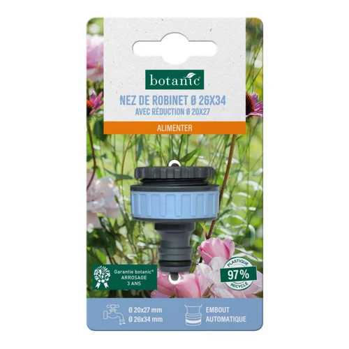 L’esprit jardin:Nez de robinet botanic® Ø 26 x 34 mm avec réduction Ø 20 x 27 mm